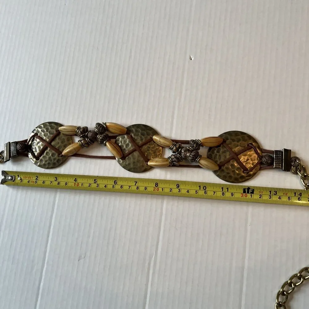 Chain Belt Size S-M Hammered Brass Conchos Beads
